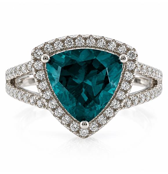 Anillo con una Gema de Alejandrita ( Azul/Verde ) en Plata de Ley .925