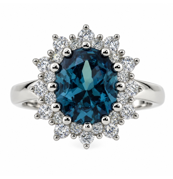 Anillo de Alejandrita Azul a Verde en Plata .925