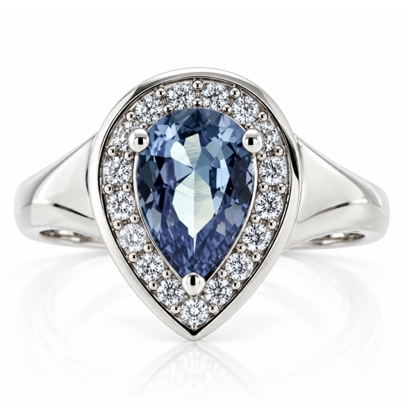 Anillo de Alejandrita Bicolor en Corte de Pera
