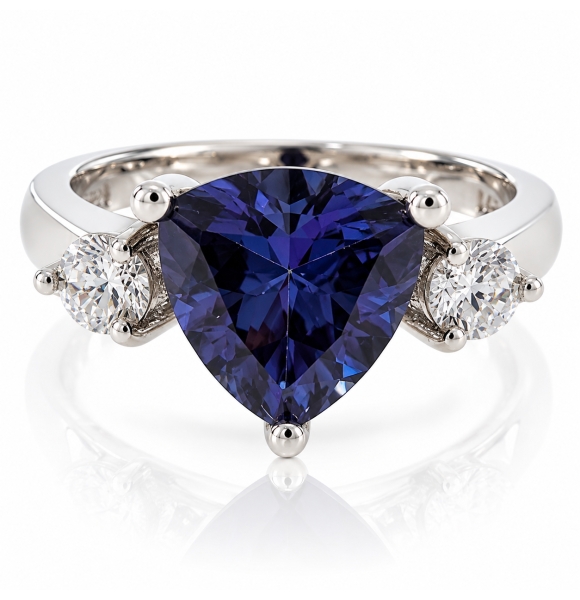 Anillo de Alejandrita Bicolor en Plata 925 ( Azul/Morado )