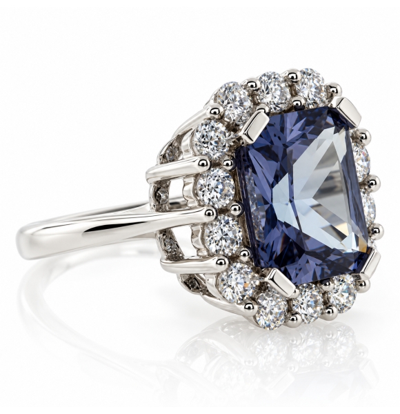 Anillo de Alejandrita ( Azul/Morado) en Plata .925