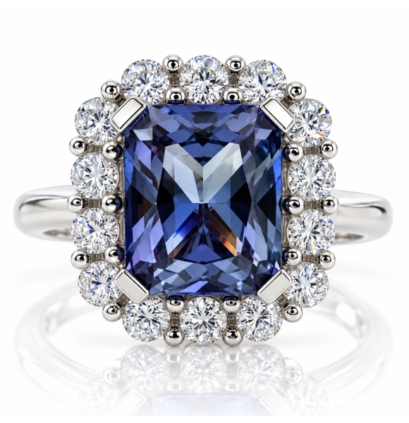 Anillo de Alejandrita ( Azul/Morado) en Plata .925