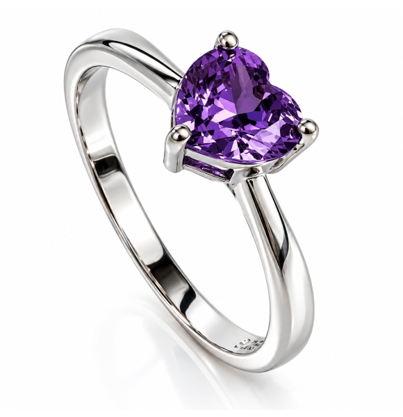 Anillo de Alejandrita en Plata de Ley 925 Corte Corazón