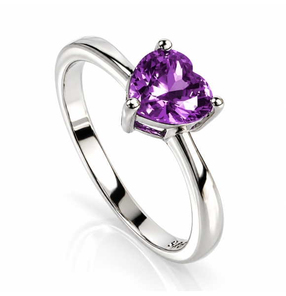 Anillo de Alejandrita en Plata de Ley 925 Corte Corazón