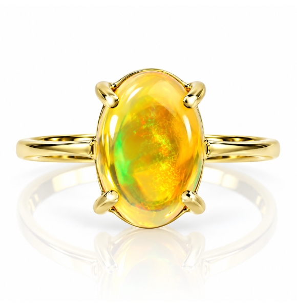Anillo de Opalo Mexicano 14K Oro Amarillo