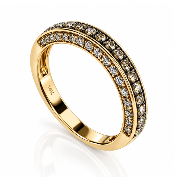 Anillo de Oro Amarillo de 14K con Diamante Chocolate