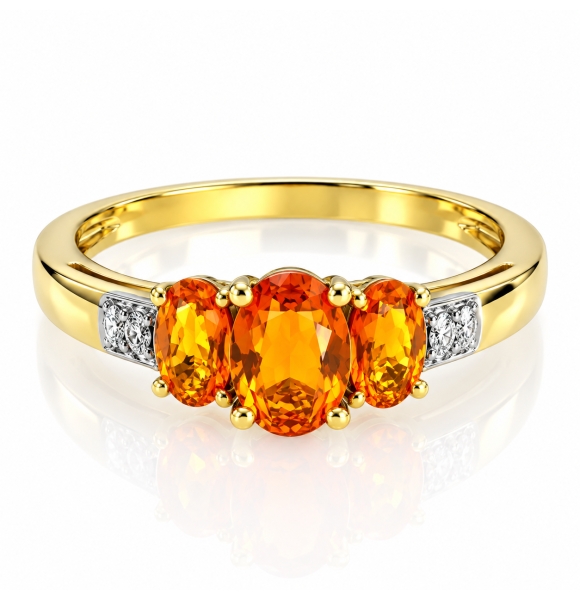 Anillo de Oro Macizo 14K con 3 Gemas de Ópalo Mexicano