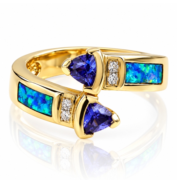 Anillo de Oro Solido de 14 kilates con Tanzanita