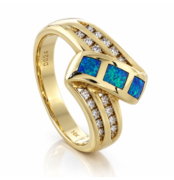 Anillo de Oro con Opalo Australiano Autentico