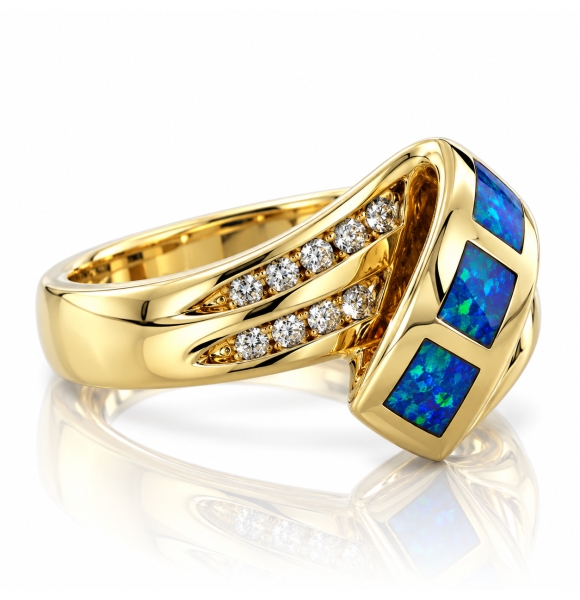 Anillo de Oro con Opalo Australiano Autentico