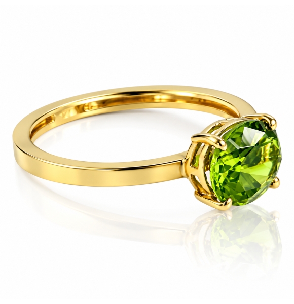 Anillo de Peridoto Genuina en Oro de 14K