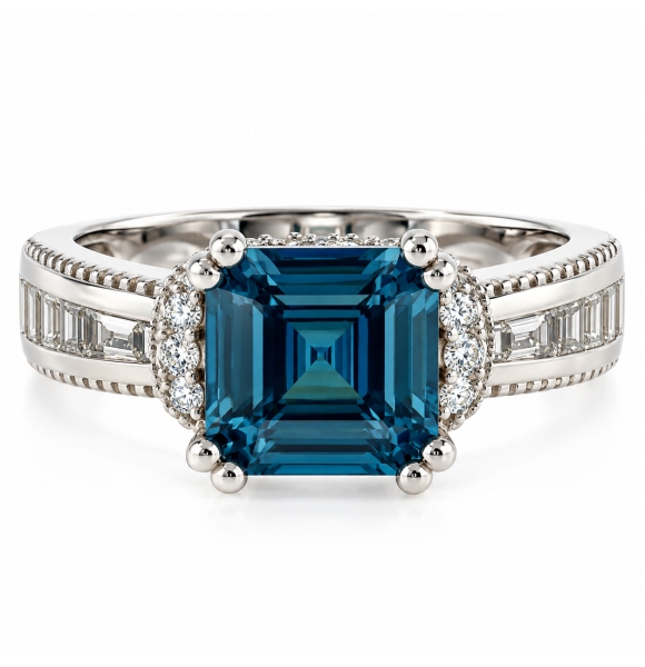 Anillo de Plata con Alejandrita en Corte Asscher