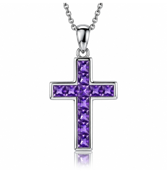 Cruz de Plata Con Zafiro