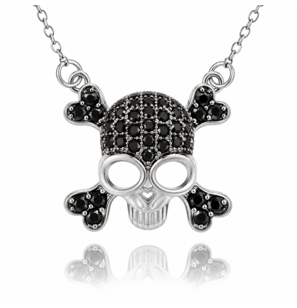 Dije de Calavera en Plata .925 con Incrustaciones