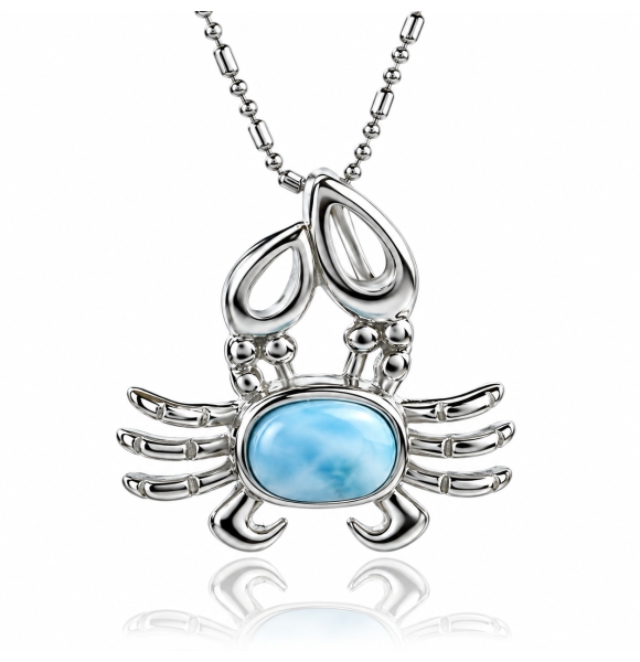 Dije de Cangrejo Larimar Genuina Con Plata de Ley
