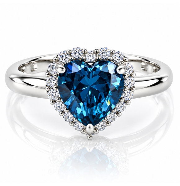 Hermoso Anillo de Corazon Plata con Alejandrita ( Azul/ Verde )