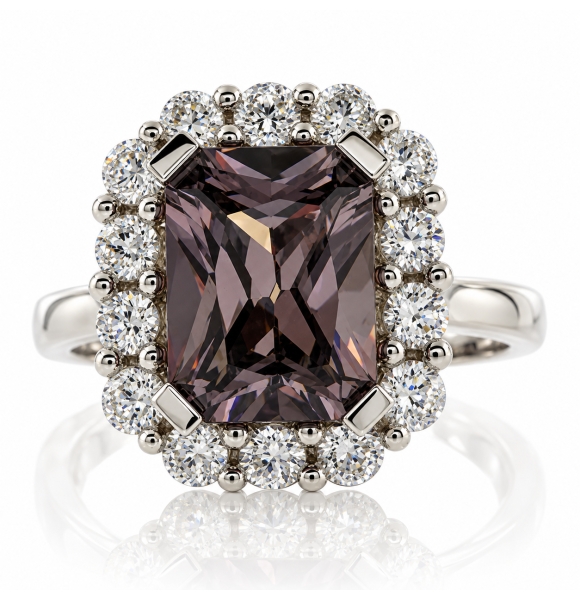 Hermoso Anillo de Alejandrita con Zirconias