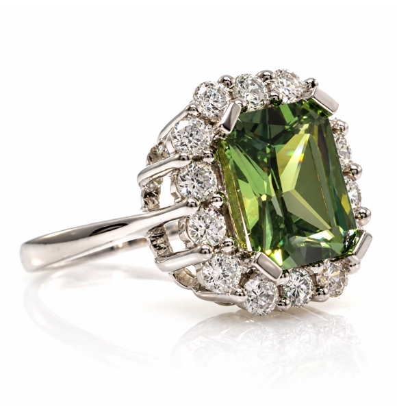 Hermoso Anillo de Alejandrita con Zirconias