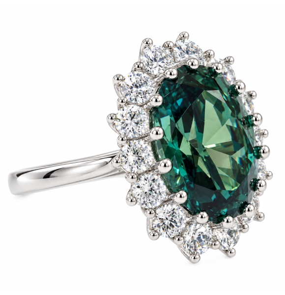 Hermoso Anillo de Plata con Alejandrita en Corte Ovalado