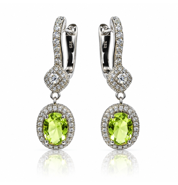Hermoso Juego de Dije y Aretes de Plata .925 con Alejandrita Amarilla