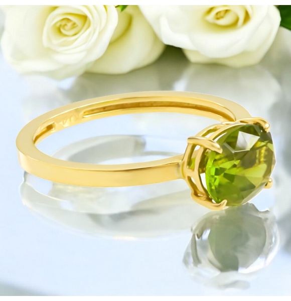Anillo de Peridoto Genuina en Oro de 14K