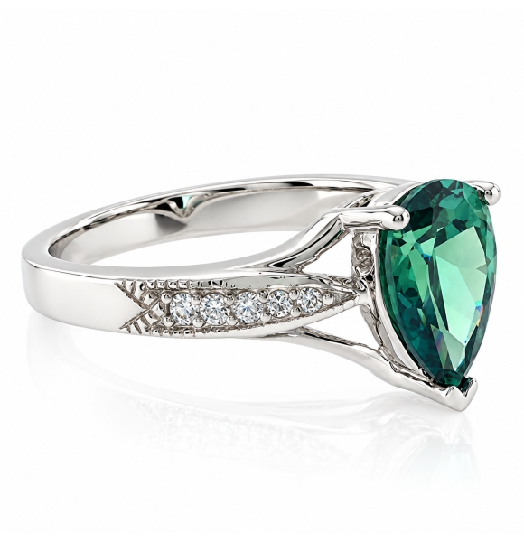 Anillo de Plata Fina con Alejandrita ( Verde/Azul )