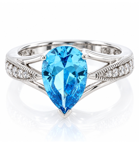 Anillo de Plata Esterlina y Topacio Azul