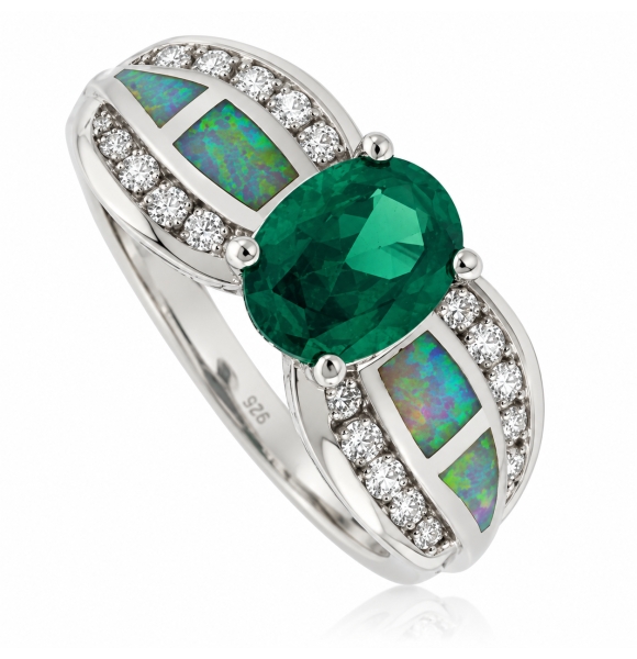 Anillo de Alejandrita con Ópalo de Corte Ovalado.