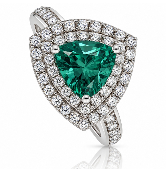 Anillo de Alejandrita corte Triangular en Plata .925