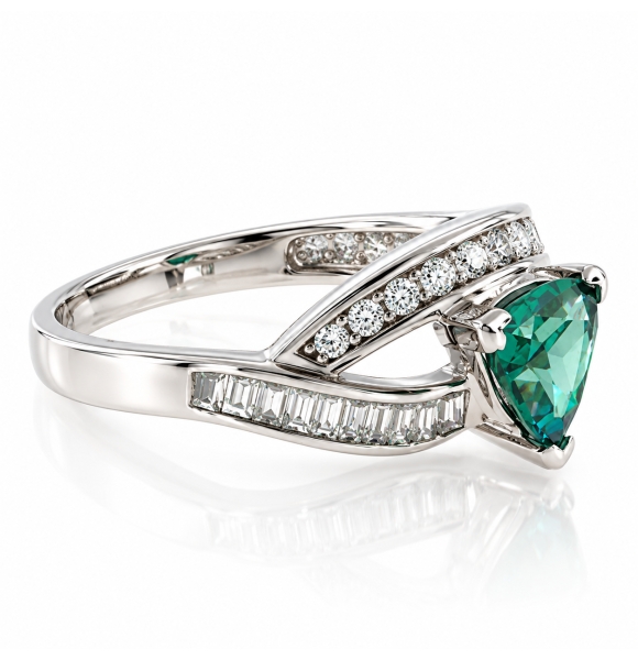 Anillo de Plata Fina con Alejandrita Bicolor ( Verde/Azul )