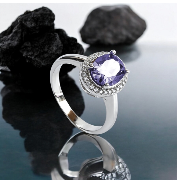 Anillo de Amatista Con Plata de Ley 925