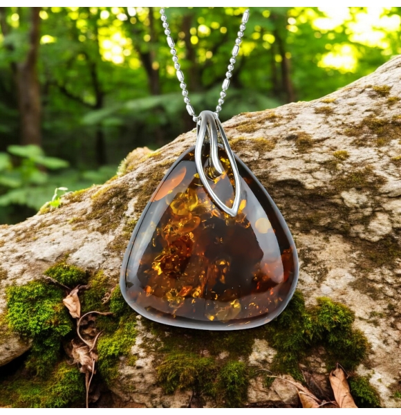 Ambar Genuino Collar de Plata