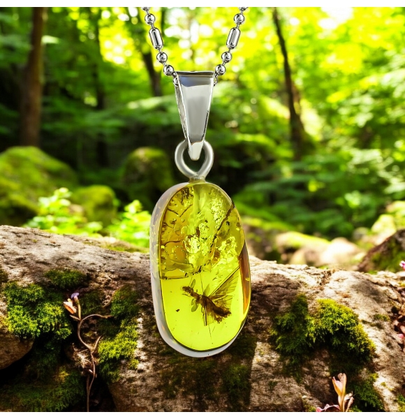 Dije de Ambar Natural Con Mosquito 24mm x 9 mm