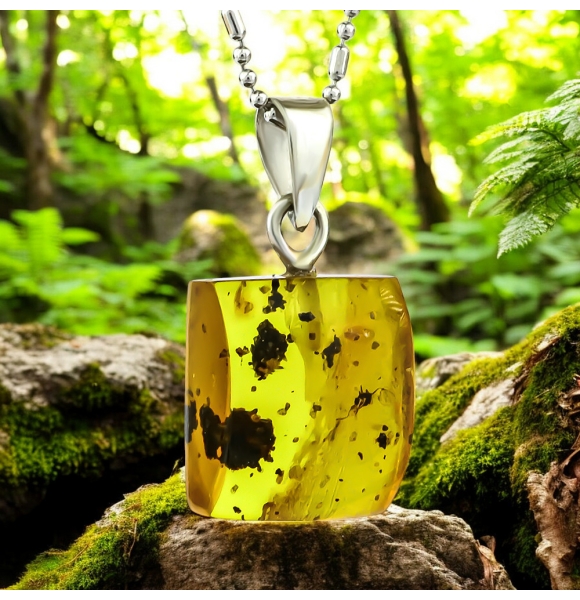 Dije Unico de Ambar Natural Con Insecto 20mm x 11mm