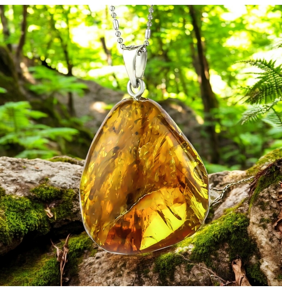 Dije de Ambar Genuina Con Plata