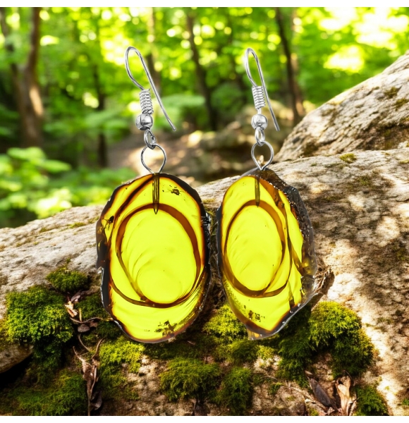 Aretes de Ambar Natural Con Mosquito 55 mm x 20 mm