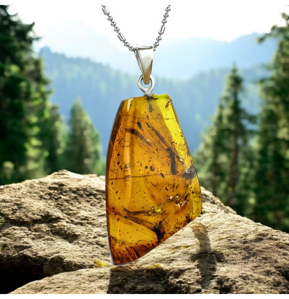 Dije de Ambar Natural 40 mm x 19 mm