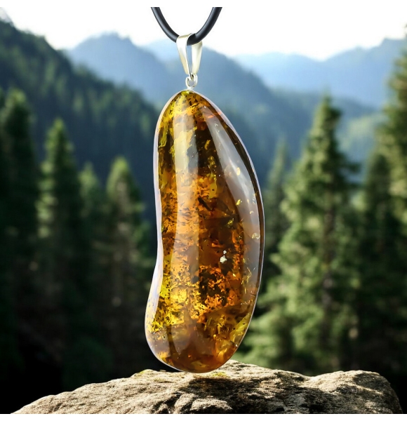 Gigante Dije de Ambar Genuina Mexicana Con Plata