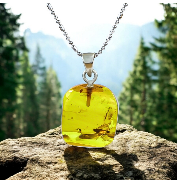 Dije de Ambar Genuina Con Mosquita 24 mm x 15 mm