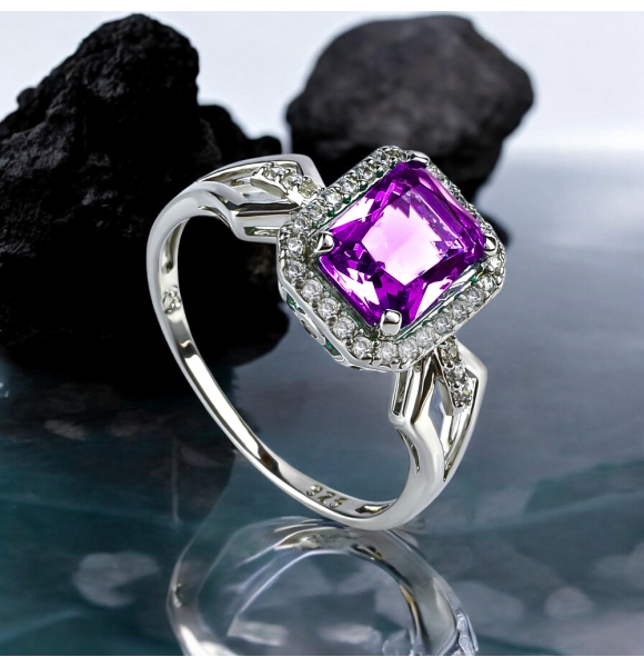 Anillo de Plata De Ley 925 con Amatista