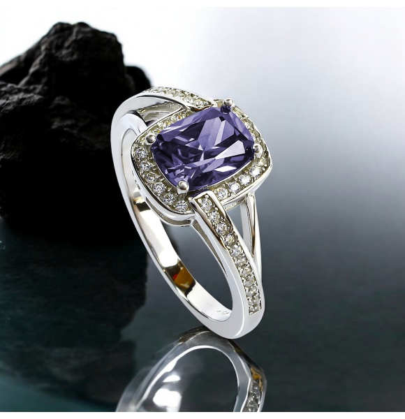 Anillo de Plata Con Amatista