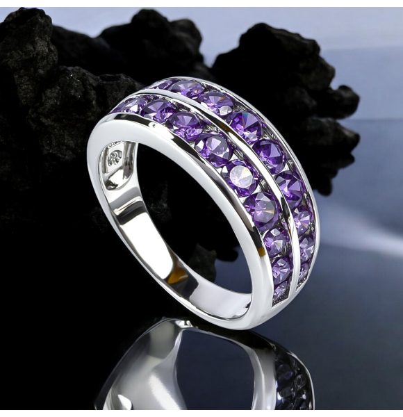 Anillo de Plata de Ley con Amatista Churumbela