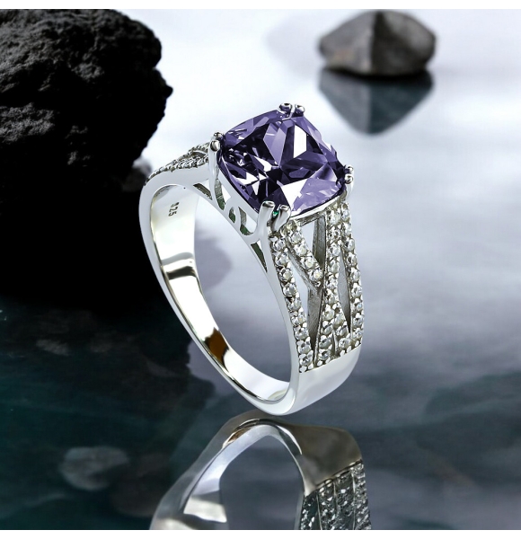 Anillo de Plata Con Amatista