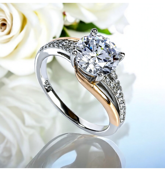 Anillo de Plata .925 Compromiso 9 mm Piedra