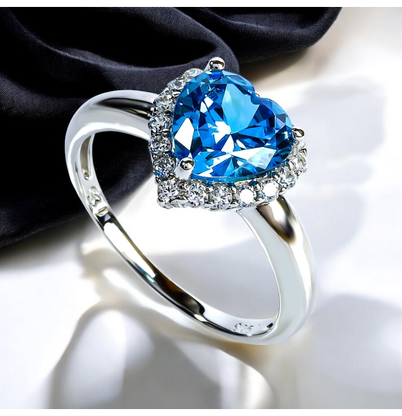 Hermoso Anillo de Plata .925 con una Gema de Topacio Azul