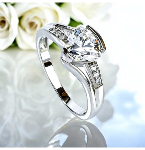 Anillo de Plata .925 Compromiso 8 mm x 7 mm Piedra