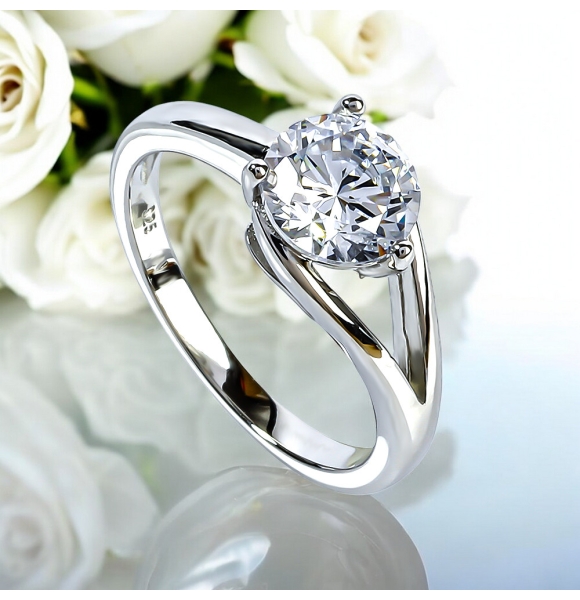 Anillo de Plata .925 Compromiso 7 mm Piedra