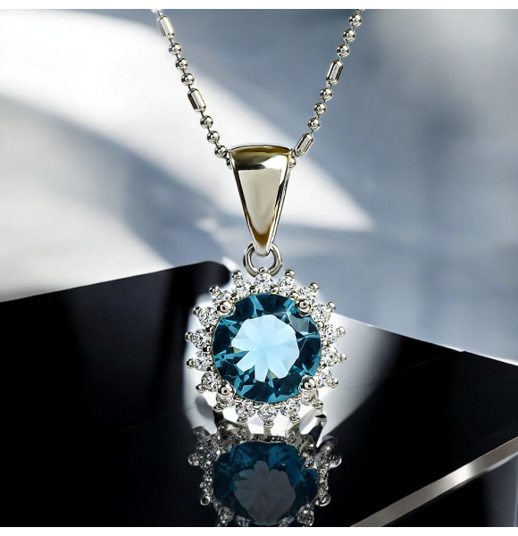 Dije de Aguamarina Halo