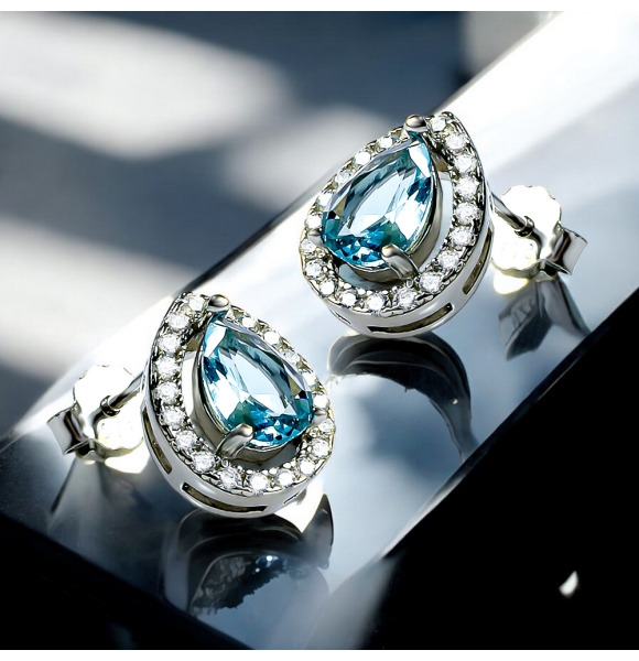 Aretes de Plata de Ley con Aguamarina