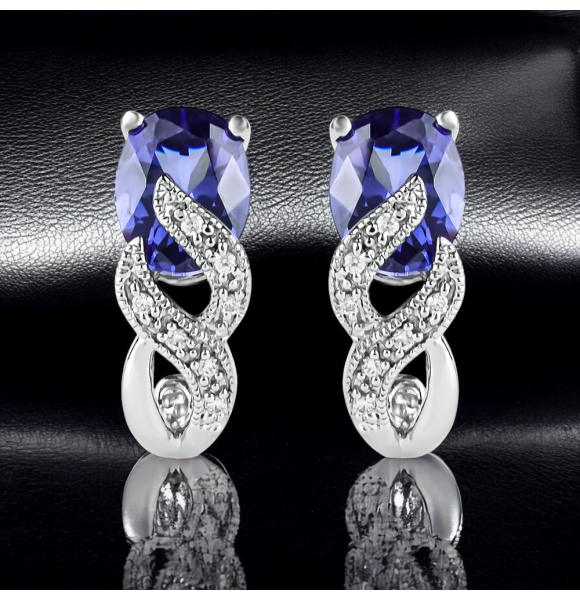 Aretes de Tanzanita Con Plata 925